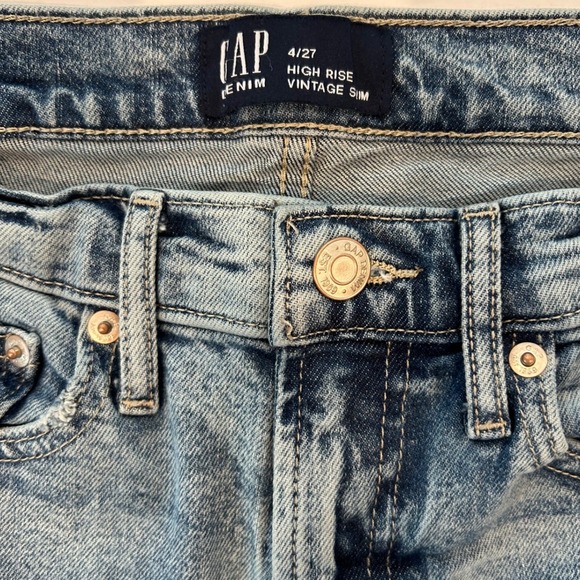 Gap Denim High Rise Vintage Slim Jeans Light Vintage Wash Dark Hilda Size 27 4 - Picture 4 of 6